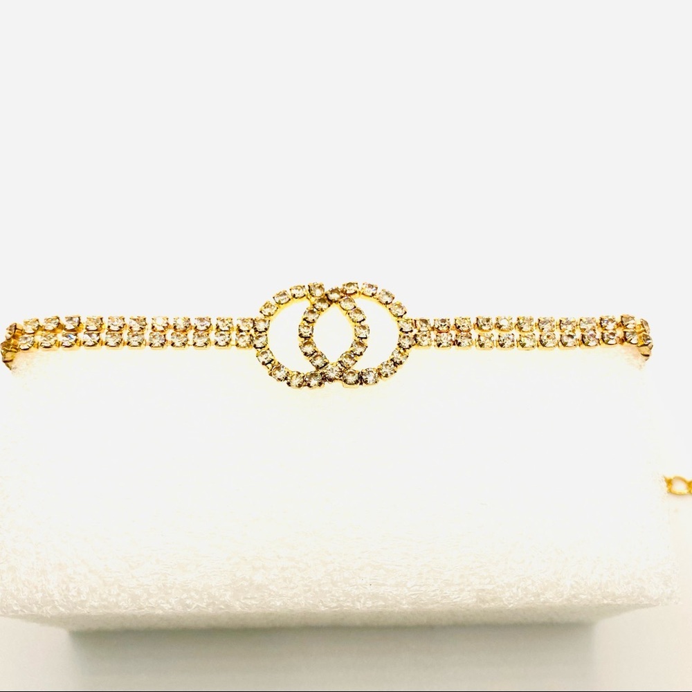 Anklet Crystal Forever Love set in Golden Tone.